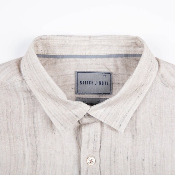 Stitch Note Long Sleeve Striped Shirt - Beige - Picture 2 of 4